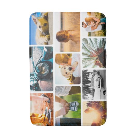 Bath Mat Your 10 Photo Rond Collage White (Voorkant Verticaal)