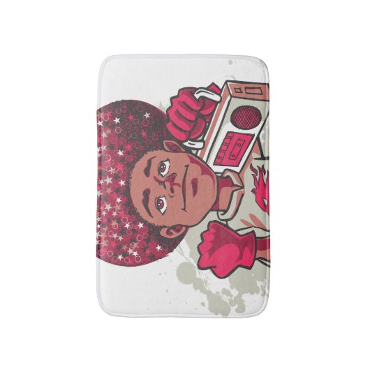 Bath Mat – YOUTH Power Afro & Boombox Urban Design (Voorkant Verticaal)
