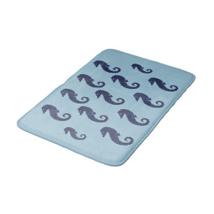 Bath Mat - Zee Horses (Navy Blue) op Blue