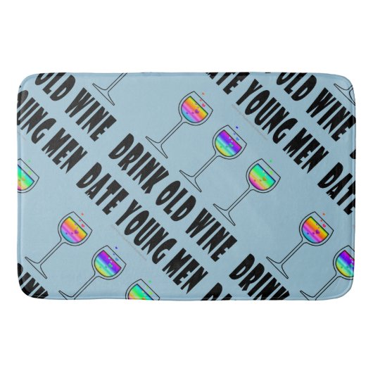 BATH MATS - DRINK OUDE WIJN, DATUM JONGE MANNEN BADMAT (Voorkant)