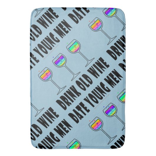 BATH MATS - DRINK OUDE WIJN, DATUM JONGE MANNEN BADMAT (Voorkant Verticaal)