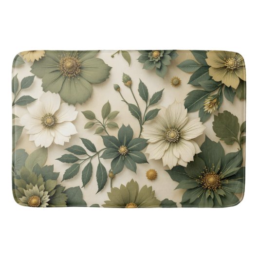 Bath Mats & Rugs green flowers pattern  Badmat (Voorkant)