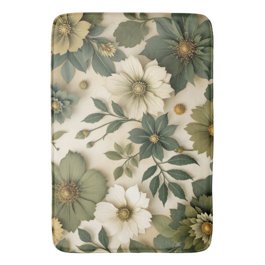 Bath Mats & Rugs green flowers pattern Badmat (Voorkant Verticaal)