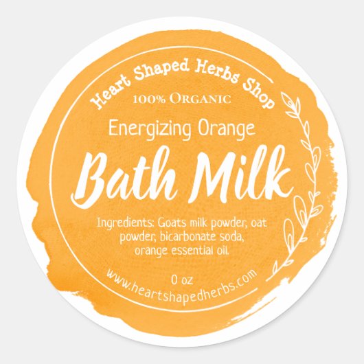 Bath Milk Label Handmade Business (Voorkant)