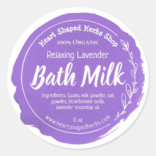 Bath Milk Label Handmade Business (Voorkant)