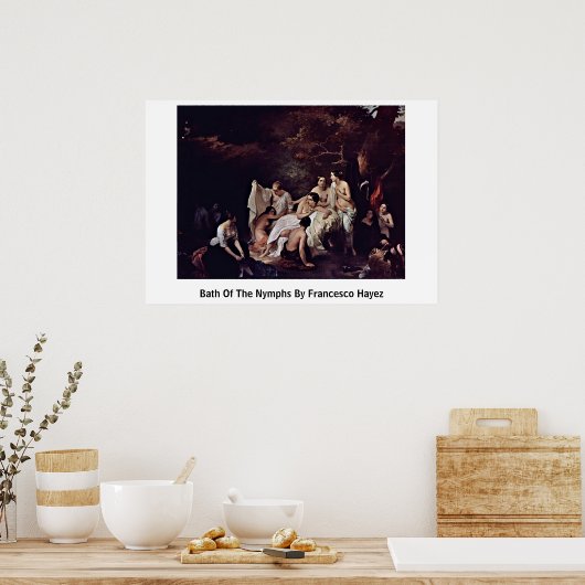 Bath of the Nymphs by Francesco Hayez Poster (Keuken)