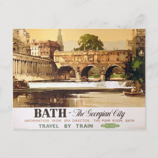 Bath stad spoorweg toeristische poster briefkaart (Voorkant)