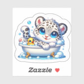 Bath Taking Anime Kawai Snow Leopard Stickers (Vel)