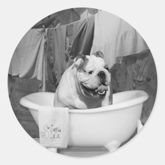 Bath time big fellow ronde sticker (Voorkant)