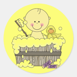 Bath Time Boy Tshirts en geschenken Ronde Sticker