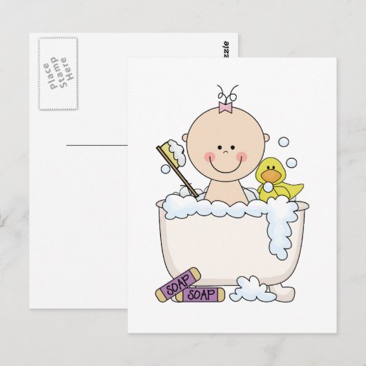 Bath Time Girl Tshirts en Gifts Briefkaart (Voorkant / Achterkant)