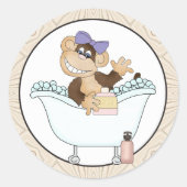 Bath Time Monkey cartoon sticker (Voorkant)