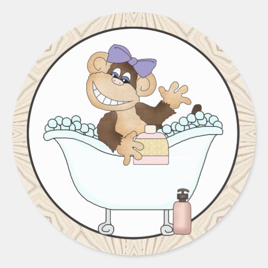 Bath Time Monkey cartoon sticker (Voorkant)