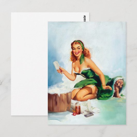Bath Time Pin Up Briefkaart (Voorkant / Achterkant)