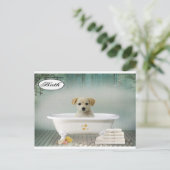 Bath time puppy briefkaart (Staand voorkant)
