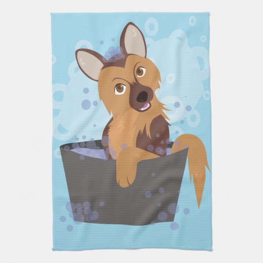 Bath Time Puppy Theedoek (Verticaal)