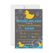 Bath Time Rubber Ducky Birthday Uitnodiging