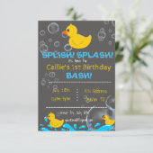 Bath Time Rubber Ducky Birthday Uitnodiging (Staand voorkant)
