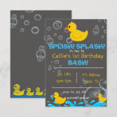 Bath Time Rubber Ducky Birthday Uitnodiging (Voorkant / Achterkant)