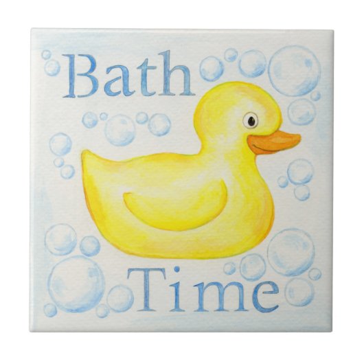 Bath Time Rubber Ducky tile Tegeltje (Voorkant)
