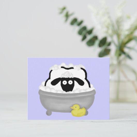 Bath Time Sheep Briefkaart (Staand voorkant)