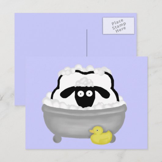 Bath Time Sheep Briefkaart (Voorkant / Achterkant)