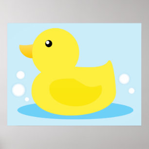 Bath Time Yellow Duck Poster