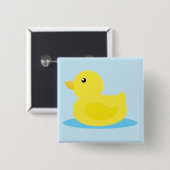 Bath Time Yellow Duck Vierkante Button 5,1 Cm (Voorkant /achterkant)
