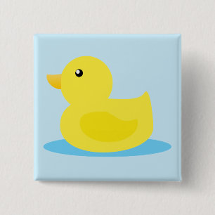 Bath Time Yellow Duck Vierkante Button 5,1 Cm