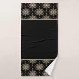 Bath Towel met Sepia Toned medallion op zwart Badhanddoek