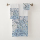 Bath Towel Set Blue Country Flowers Bad Handdoek (Insitu)
