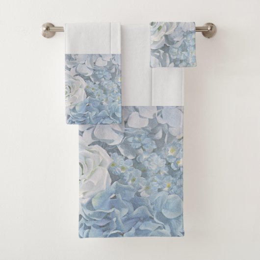 Bath Towel Set Blue Country Flowers Bad Handdoek (Insitu)
