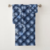 Bath Towel Set Blue Diamonds Personalisatie Bad Handdoek (Insitu)