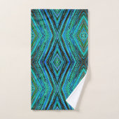 Bath Towel Set Blue & Green Feathers Bad Handdoek (Handdoek)
