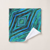 Bath Towel Set Blue & Green Feathers Bad Handdoek (Wasdoekje)