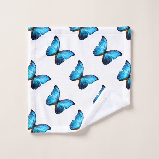 Bath Towel Set - Blue Morpho Butterfly Bad Handdoek (Wasdoekje)
