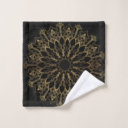 Bath Towel Set - Golden Bee Mandala Bad Handdoek (Wasdoekje)