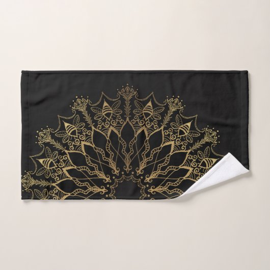Bath Towel Set - Golden Bee Mandala Bad Handdoek (Handdoek)