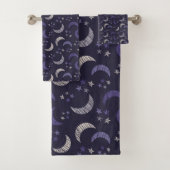 Bath towel set night sky moon sterren design bad handdoek (Insitu)