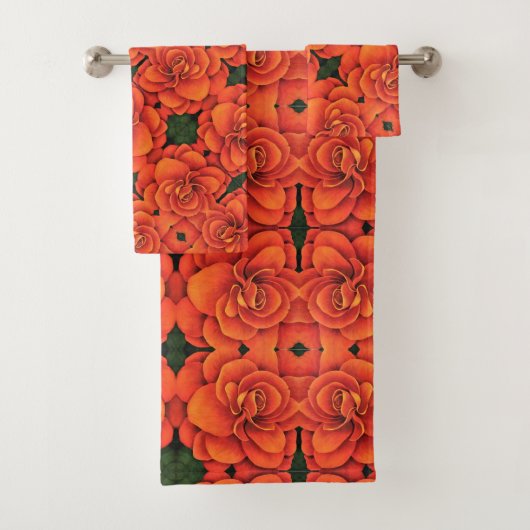 Bath Towel Set Oranje Begonia Bad Handdoek (Insitu)