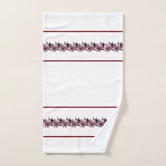 Bath Towel Set - Plum Blossom en Maroon Lines Bad Handdoek (Handdoek)
