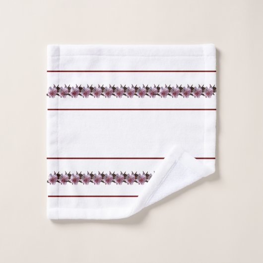 Bath Towel Set - Plum Blossom en Maroon Lines Bad Handdoek (Wasdoekje)