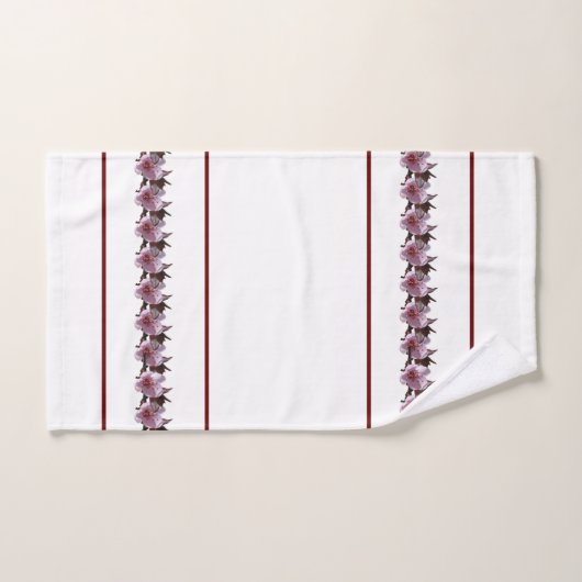 Bath Towel Set - Plum Blossom en Maroon Lines Bad Handdoek (Handdoek)