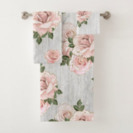 Bath Towel Set Rustic Blush Rozen en Glitter Bad Handdoek
