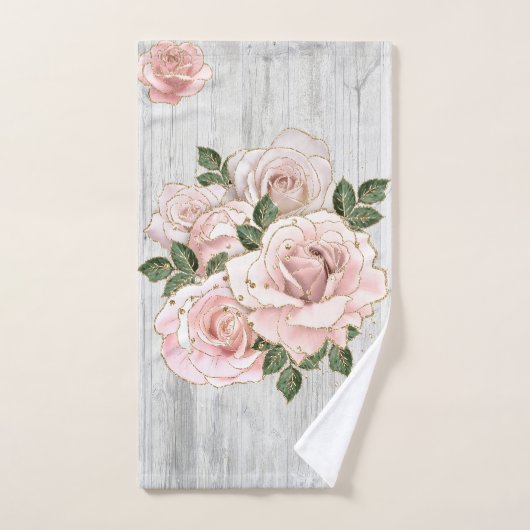 Bath Towel Set Rustic Blush Rozen en Glitter Bad Handdoek (Handdoek)