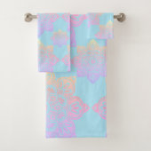 Bath Towel Set, Sunny Boho Medallions op sky blue Bad Handdoek (Insitu)