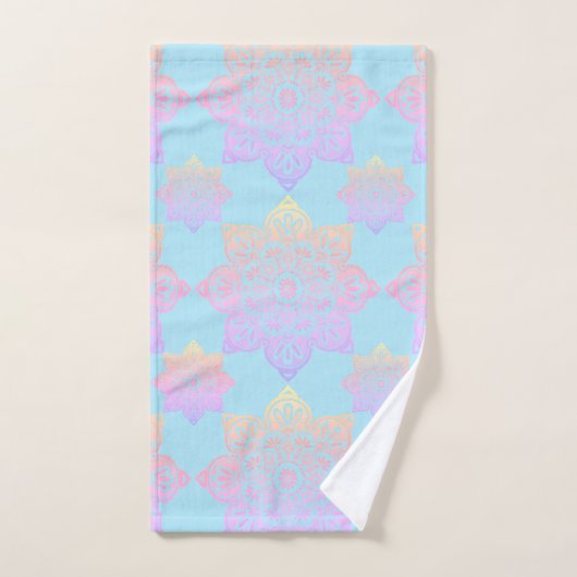 Bath Towel Set, Sunny Boho Medallions op sky blue Bad Handdoek (Handdoek)