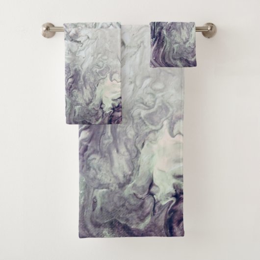 Bath Towel SetPurple en Grey Swirl Home Decor Bad Handdoek (Insitu)
