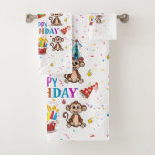 Bath Towel Sets, Happy Birthday Monkey Cupcake Bad Handdoek (Insitu)