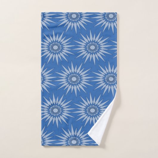 Bath Towel - Starburst Tiled on Blue Bad Handdoek (Handdoek)